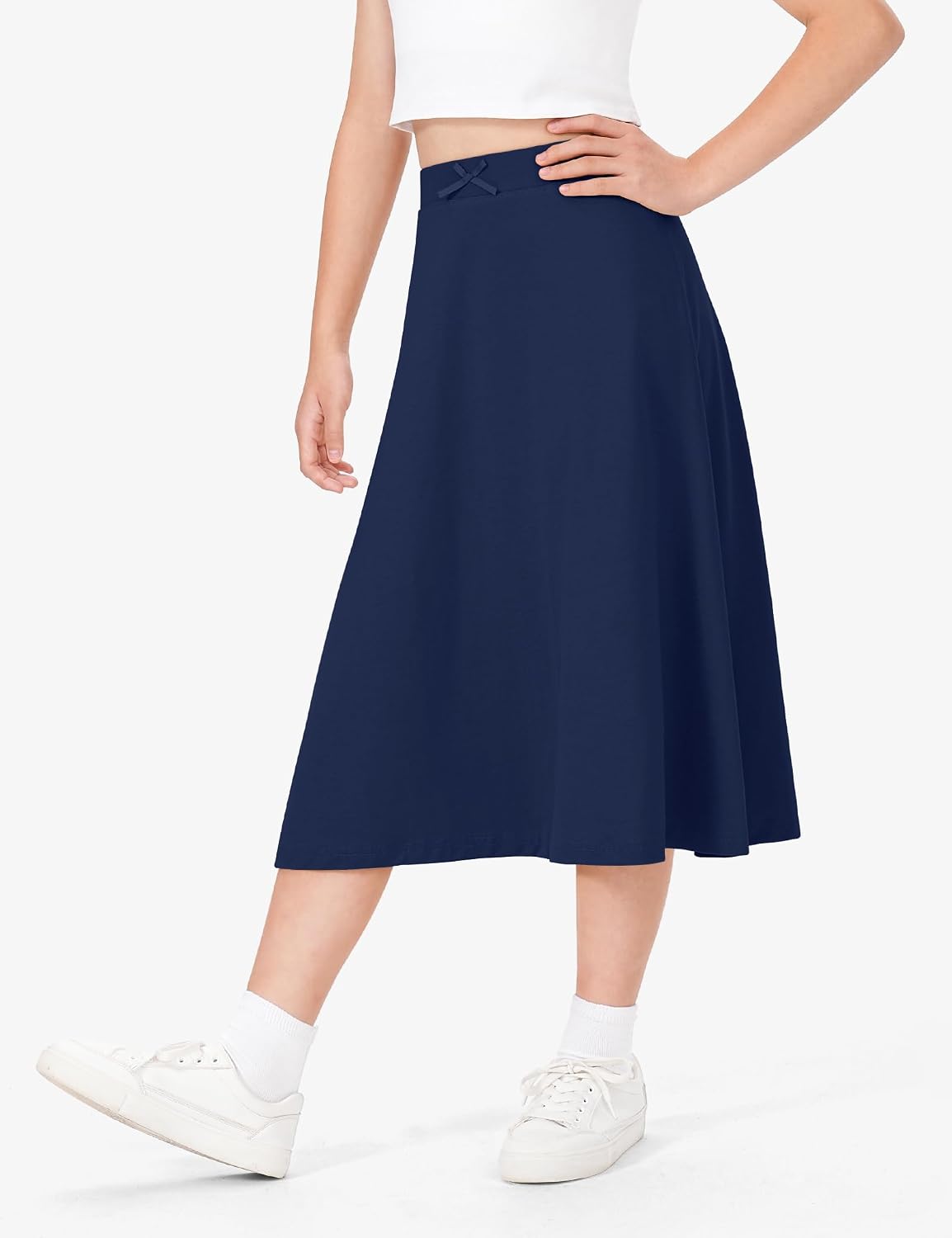Girls Skirts Kids A-Line Long Skirts Solid Uniform Skirts for Teen Girls - Image 2