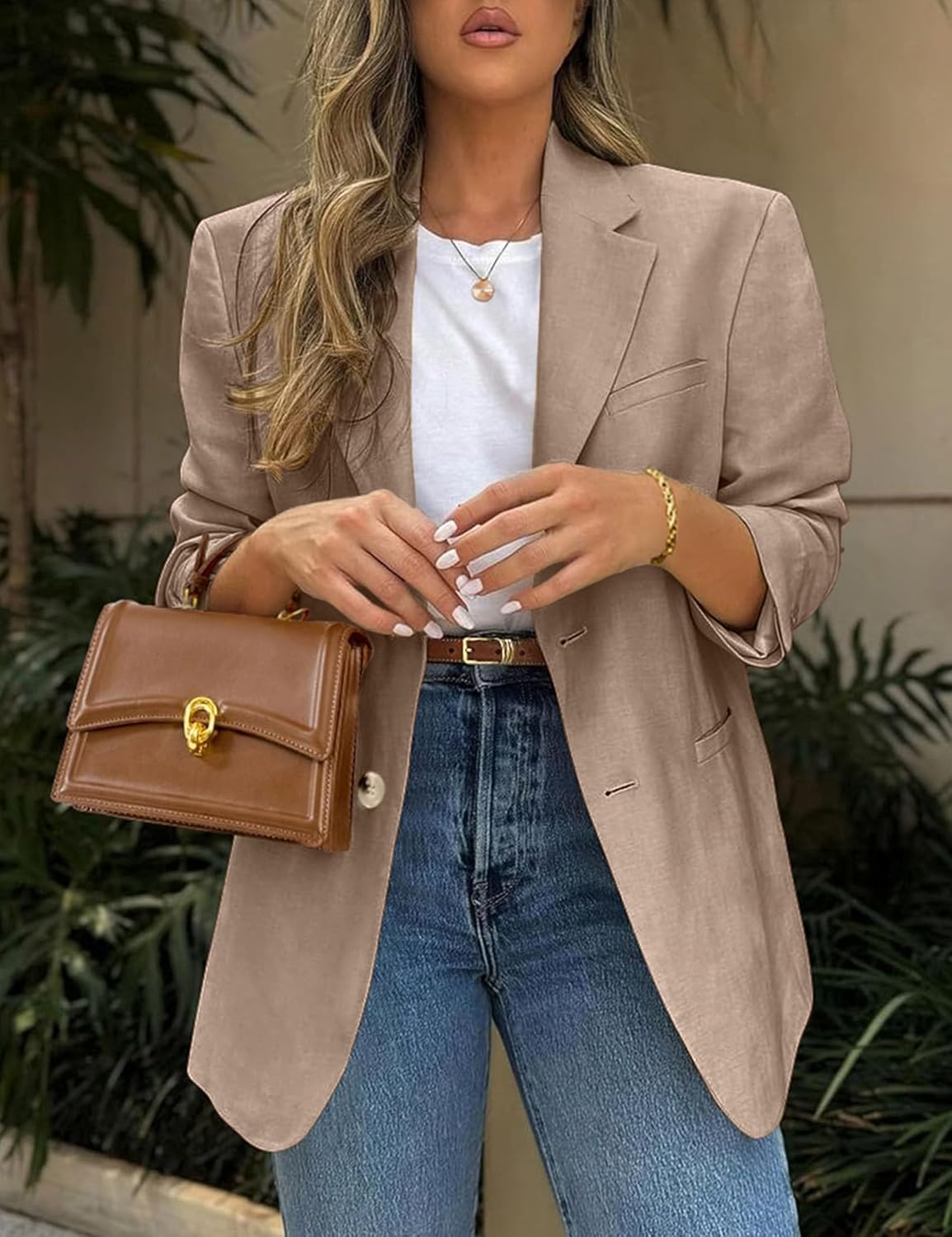 Womens Casual Blazer Jacket Business Long Sleeve Suit Outfit with Pockets - Image 2